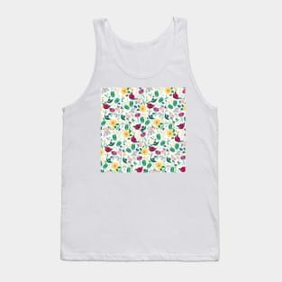 Pretty Colorful Wild Floral White Design Tank Top